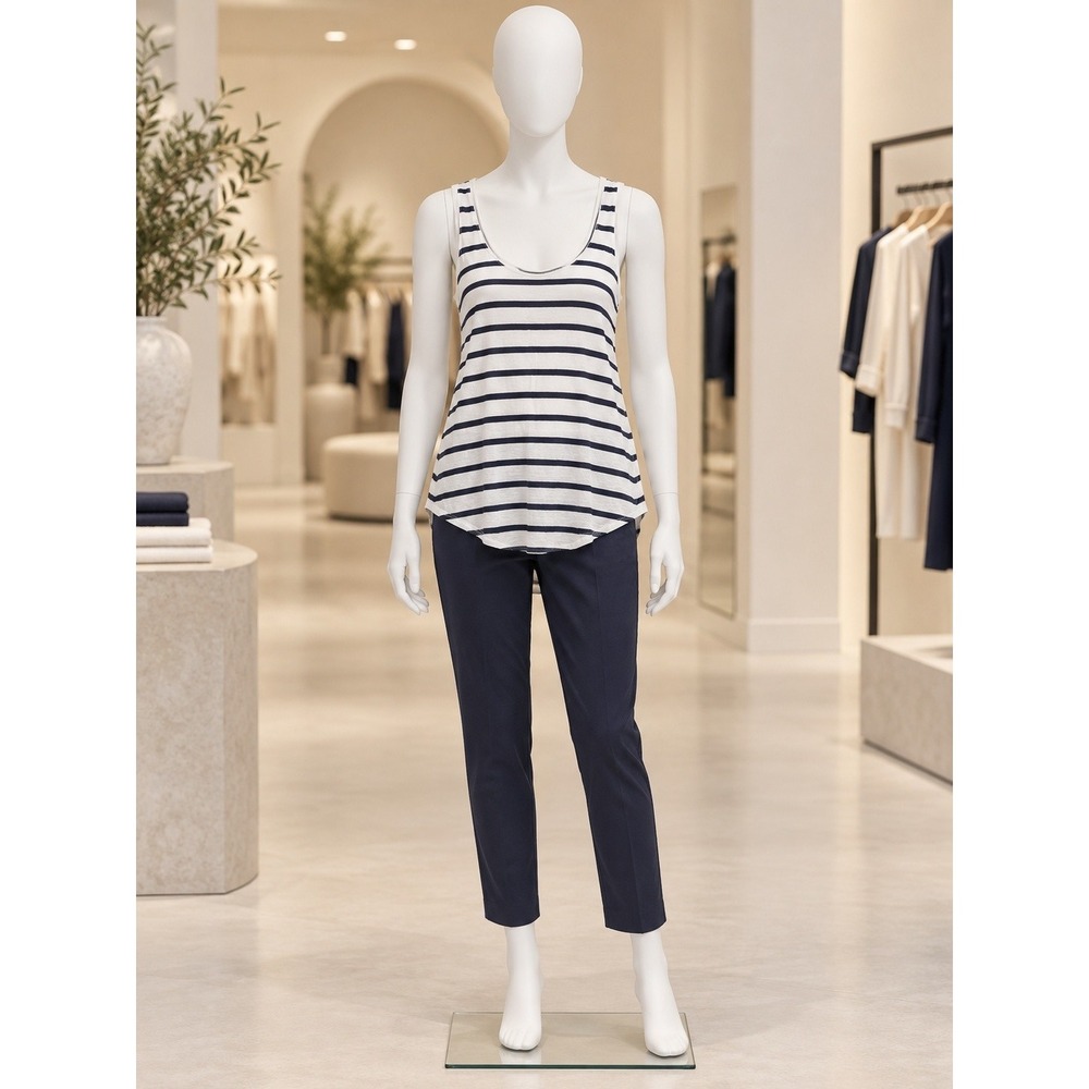 Gap Womens Tank Top Navy White Striped Scoop Neck Viscose Small Petite